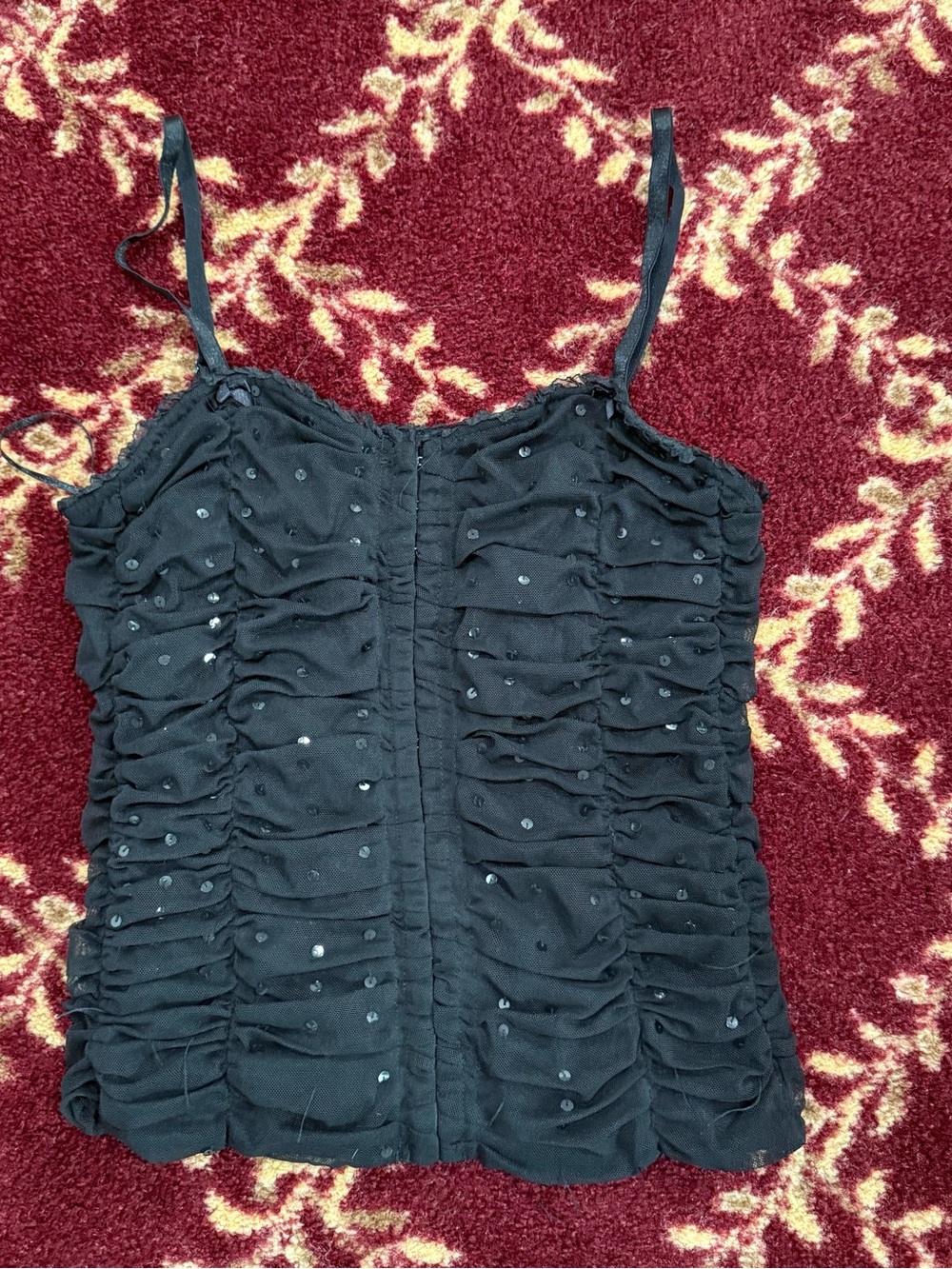 Suzy Shier Black Ruched Sequin Cami - Women